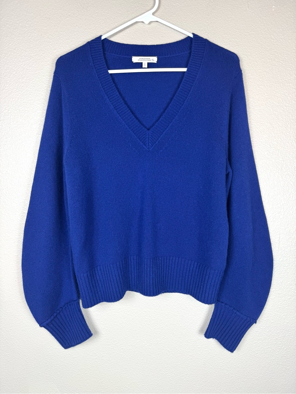 Dorothee Schumacher V-Neck Sweater Size 3 US M royal Blue Wool Cashmere Blend